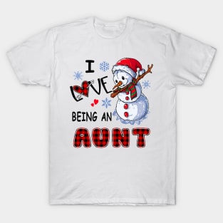 Chirstmas Snowman I Love Being An Aunt T-Shirt